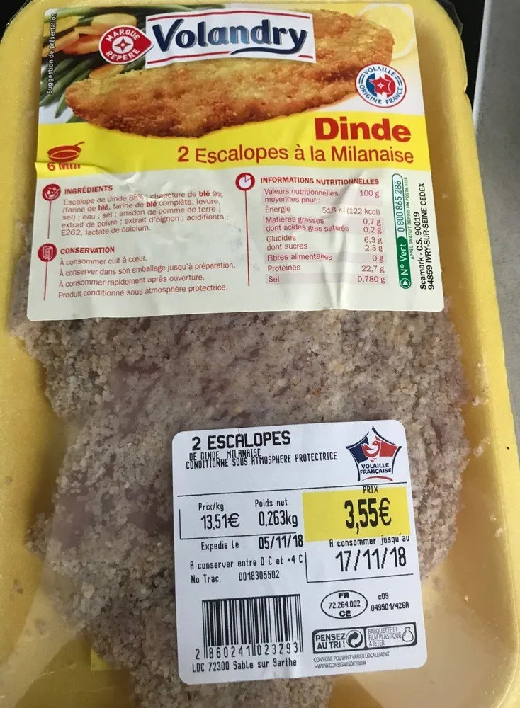 Escalopes de dinde a la milanaise