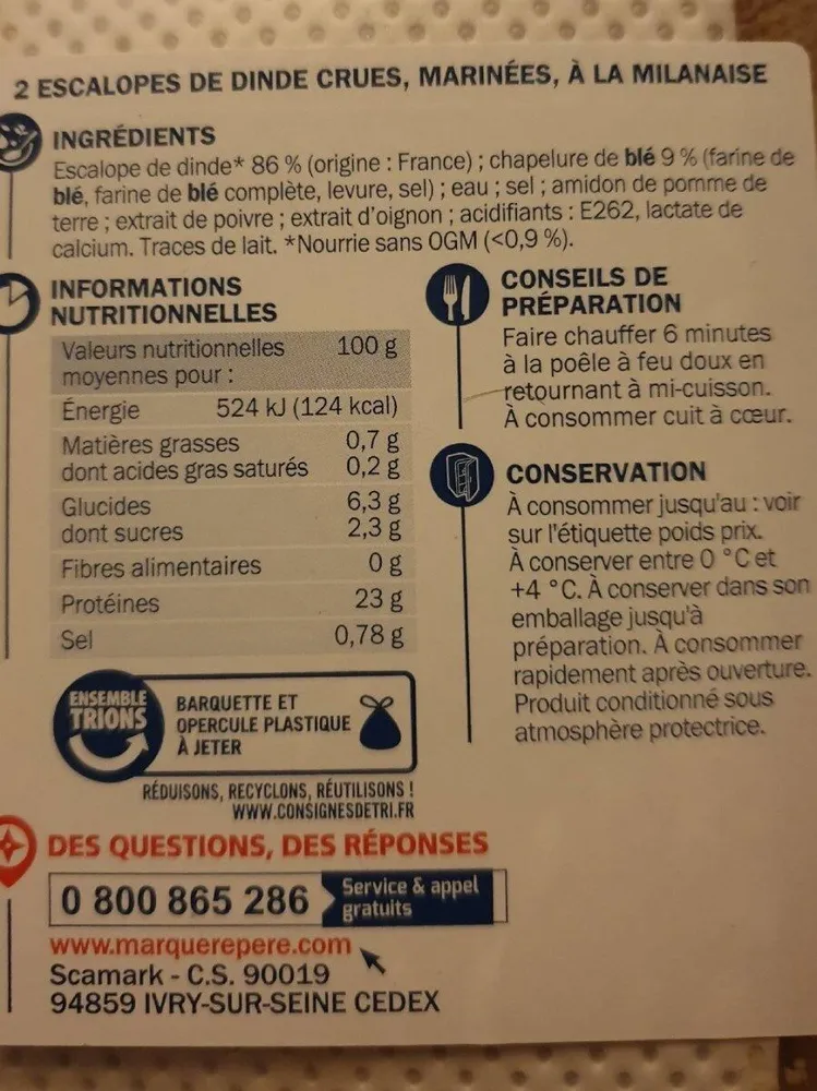 Escalopes de dindes à la milanaise