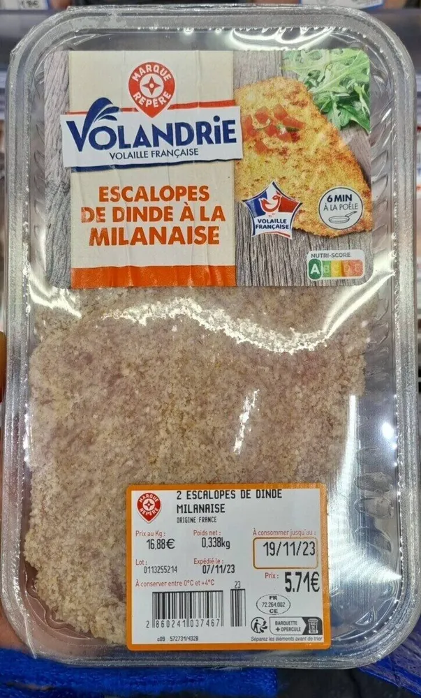 Escalopes dinde milanaise