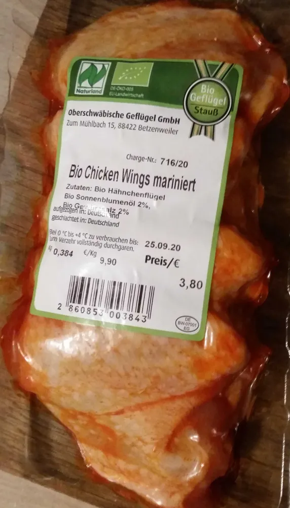 Chicken Wings, mariniert, bio