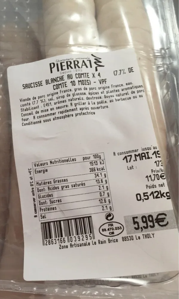Saucisse au comté