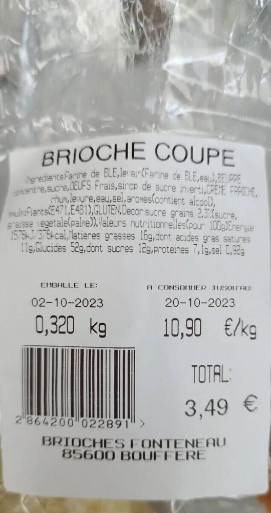 Brioche coupé