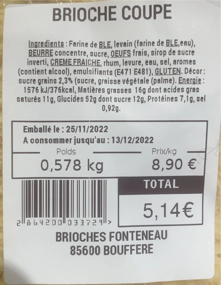 Brioche coupé