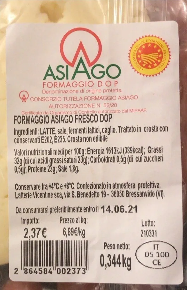 ASIAGO formaggio DOP