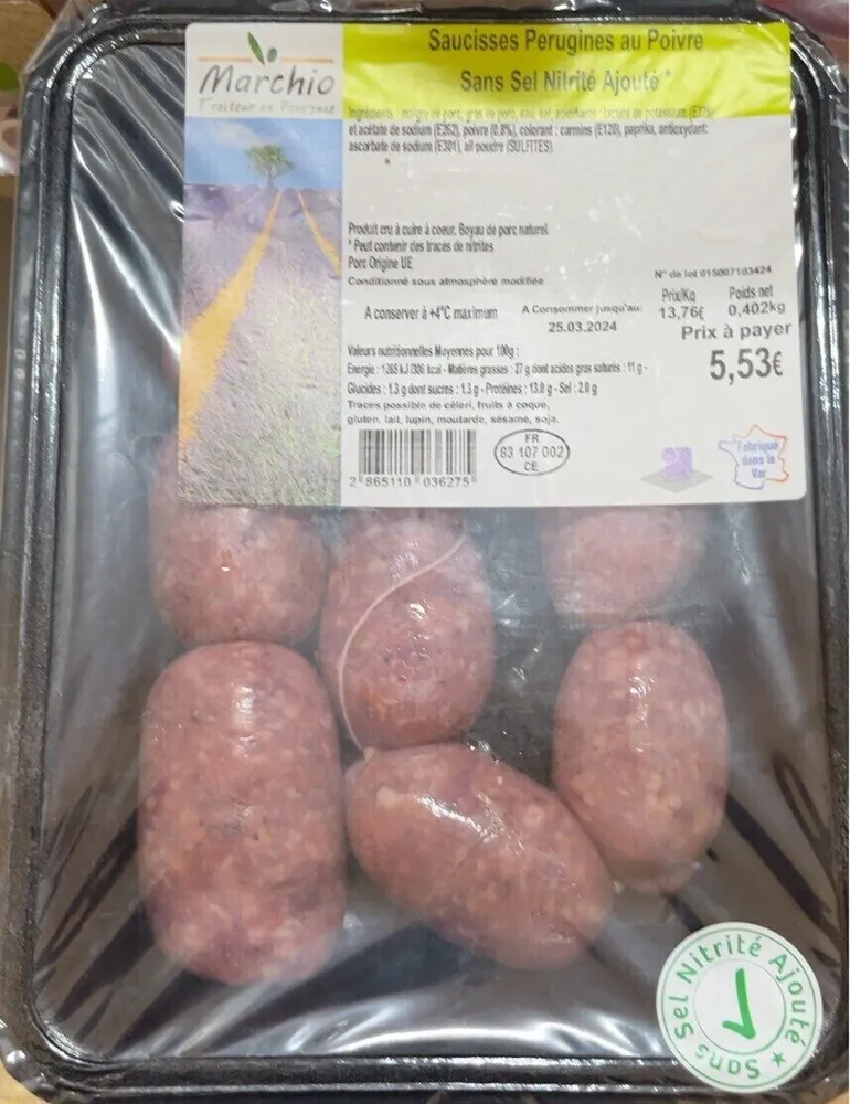 Saucisse perugines au poivre