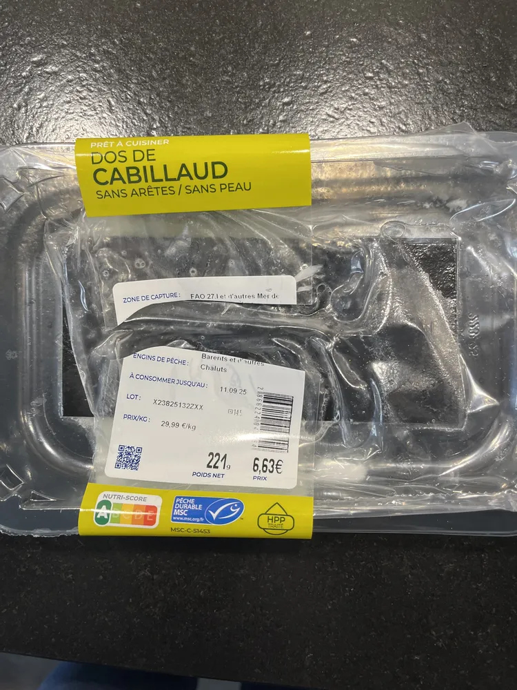 DOS DE CABILLAUD SANS ARÊTES / SANS PEAU