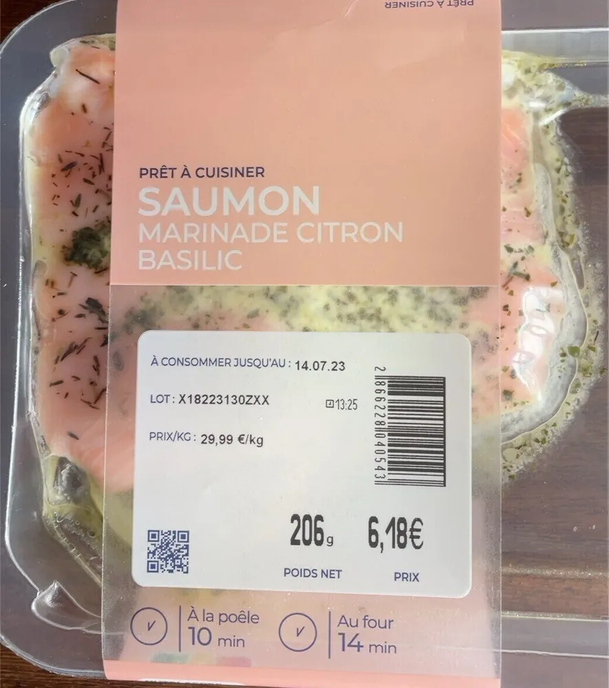 Saumon marinade citron basilic