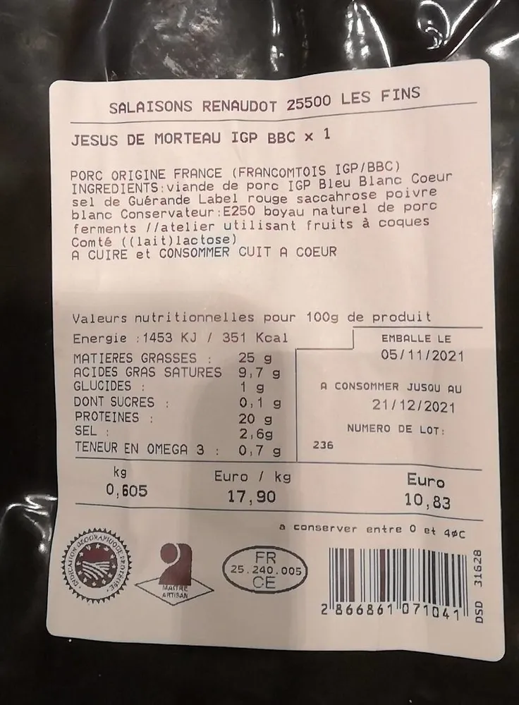 Saucisse de morteau