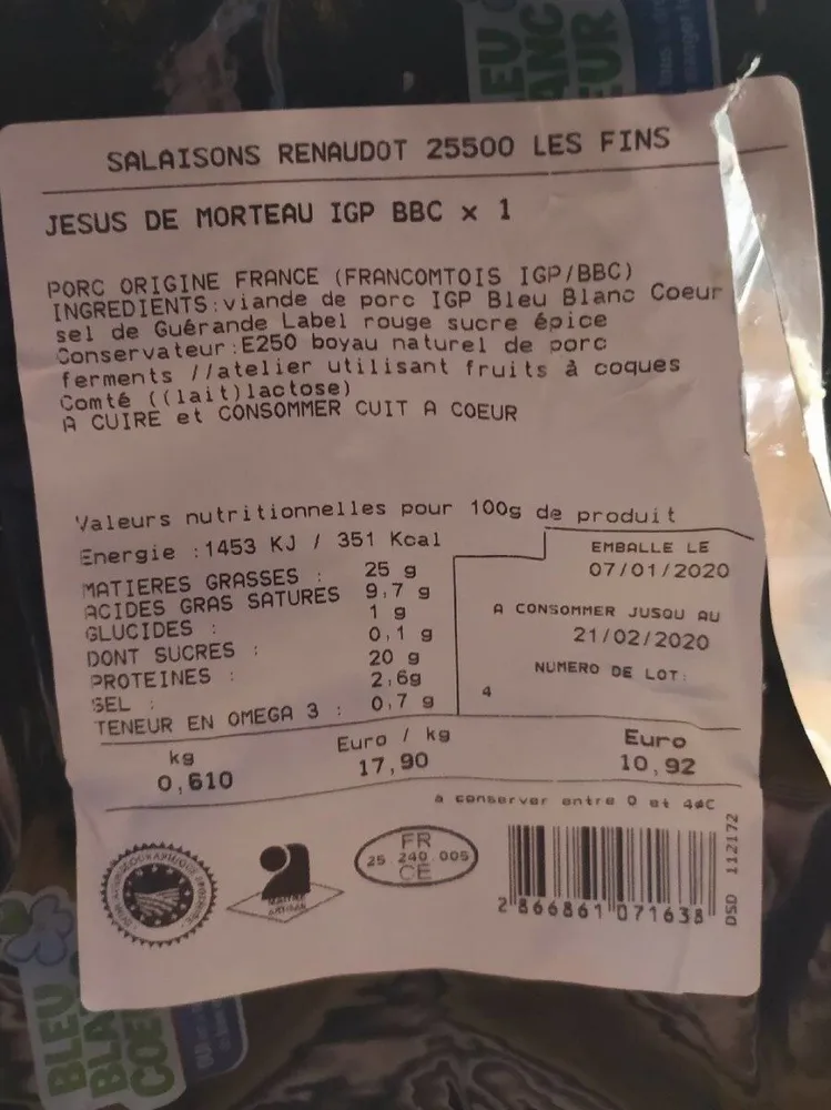 Jésus de Morteau IGP