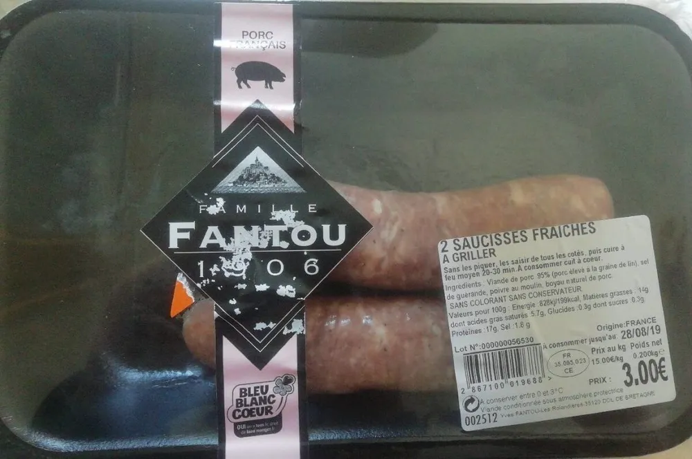 2 saucisses de porc