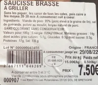 Saucisse brasse à griller