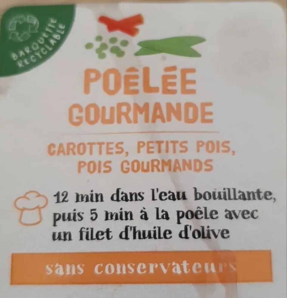 Poêlée gourmande  carottes, petits pois, pois gourmands