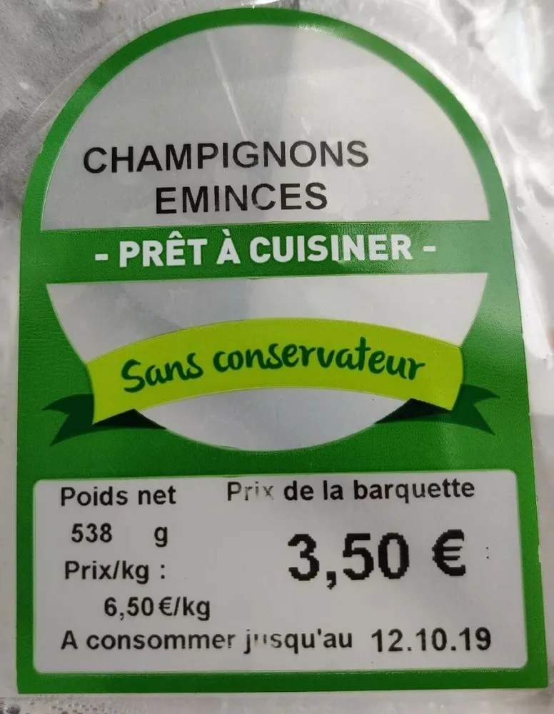 Champignons émincés