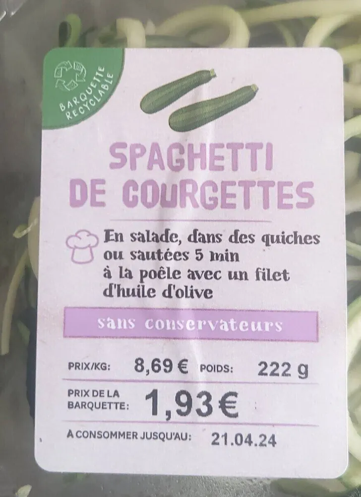 Spaghetti courgette