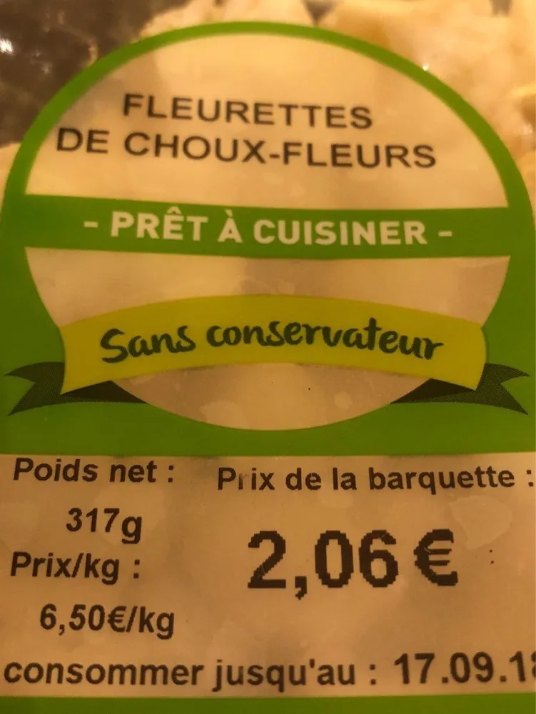 Choux fleur barquette