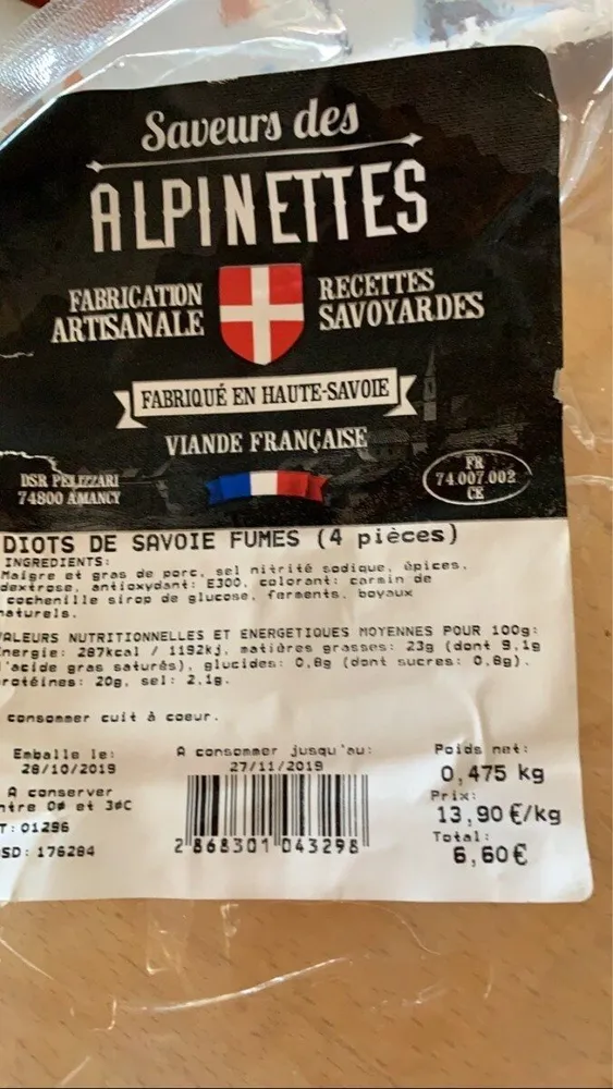 Diots de savoie fumes