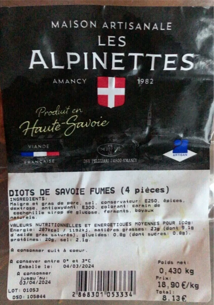 Diots de savoie fumes