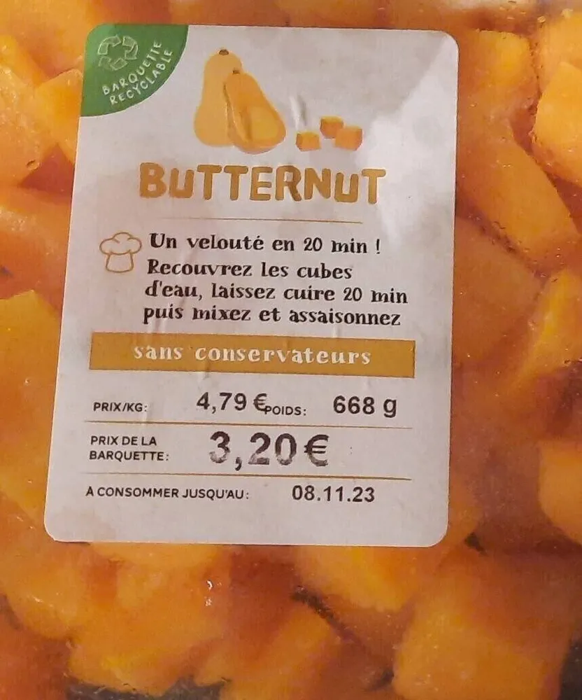 Courge de butternut cubes