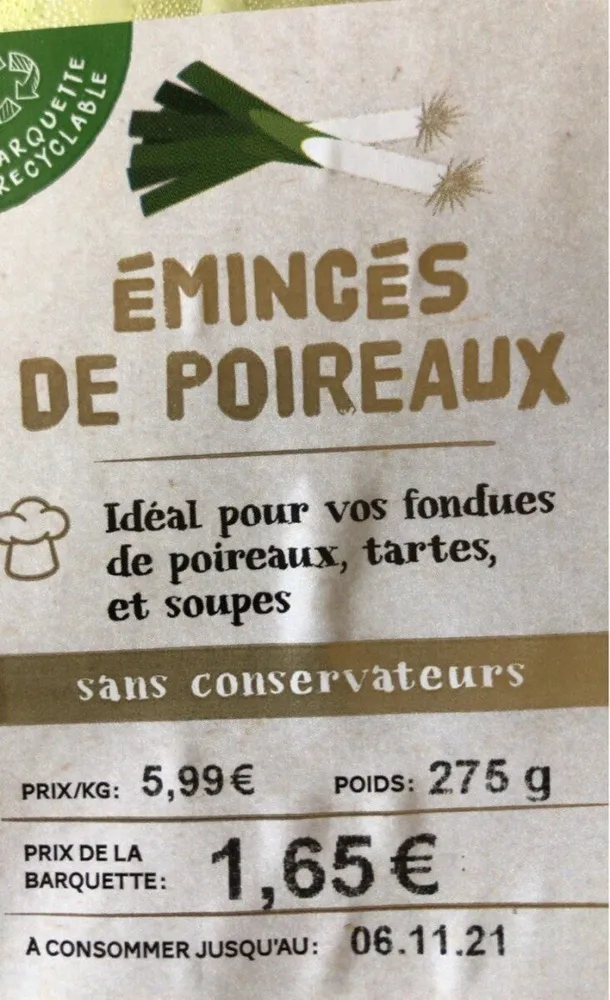 Emincés de poireaux