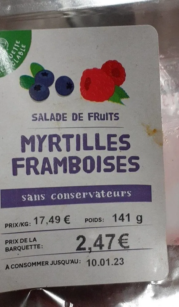 Salade de fruits myrtilles franboises