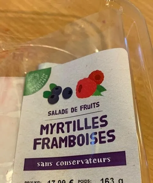 Salade de fruits myrtilles framboise