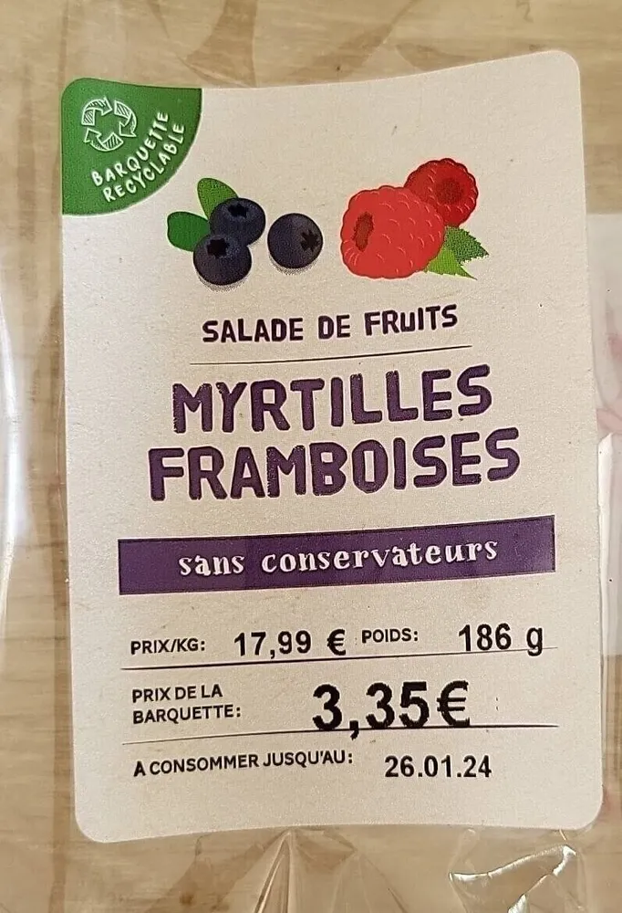 Salade de fruits myrtilles framboises