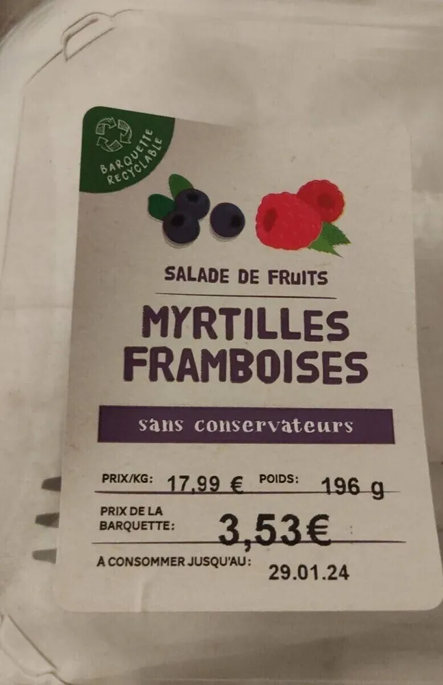 Salade de fruits myrtilles framboises