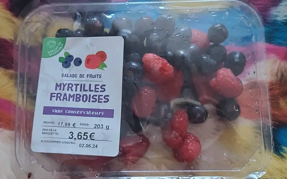 Salade de fruits framboise et myrtille