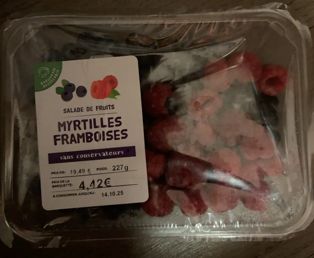 Salade de fruit myrtilles et framboises
