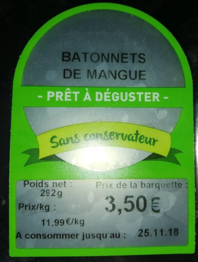 Bâtonnets de mangue