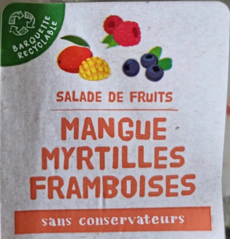 Salade de fruits mangue myrtilles framboises