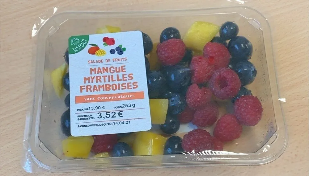 salade de fruits, mangue myrtilles framboises