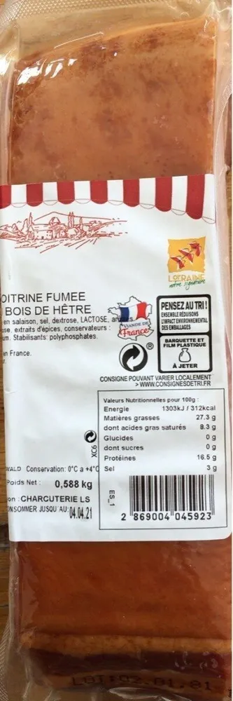 Poitrine fumee au bois de hetre