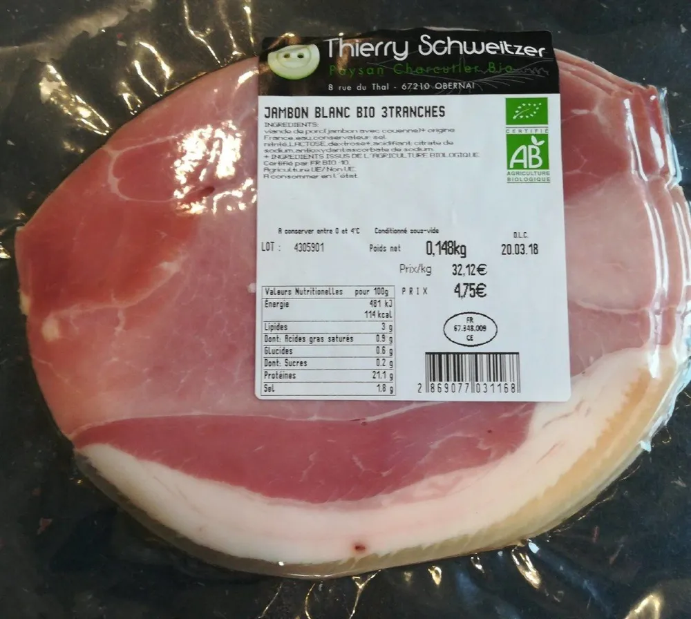 Jambon Blanc BIO 3Tranches