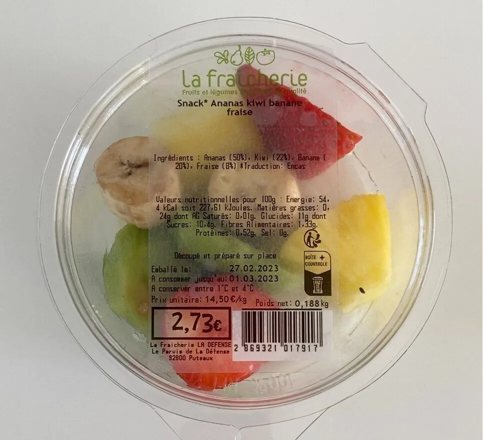 Snack Ananas kiwi banane fraise