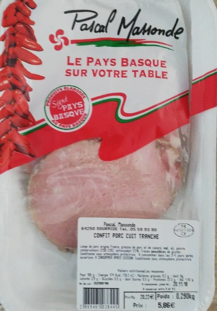 Confit de porc cuit tranché