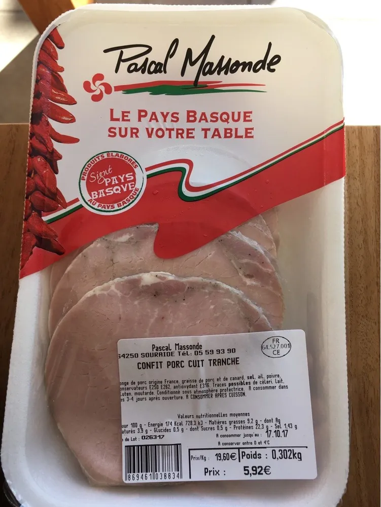 Confit de porc tranché