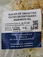 Queues de crevettes cuites décortiquées marinée ail