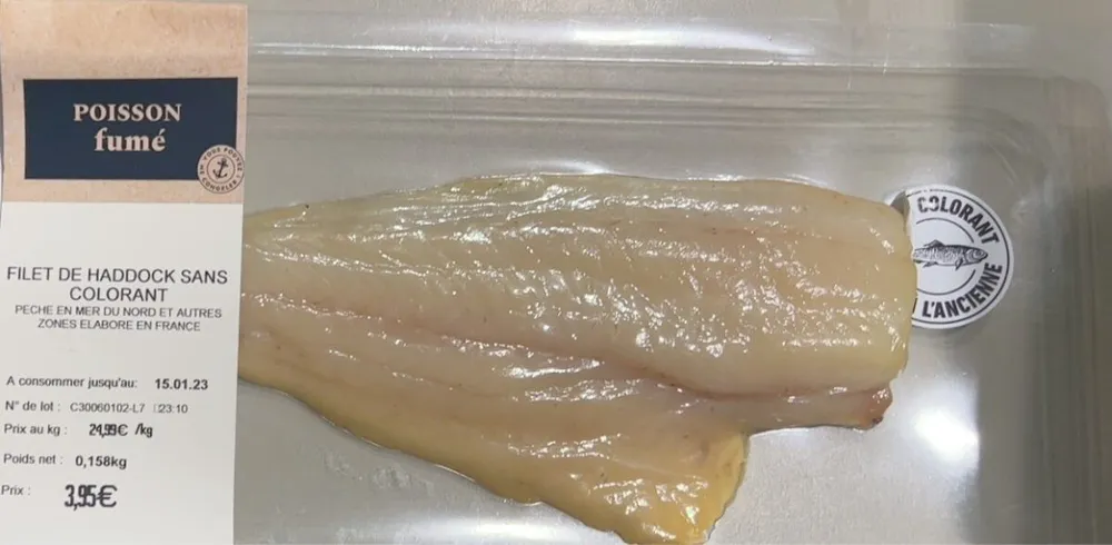 Filet de haddock sans colorant