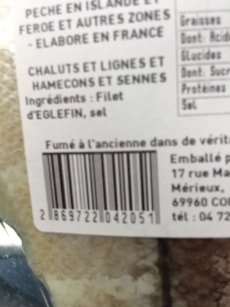 Filet de hadock sans colorant