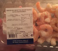 Queues de crevettes decortiquees cuites refrigerees