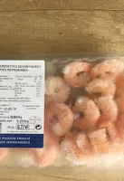 Queues de crevettes decortiquees cuites refrigerees