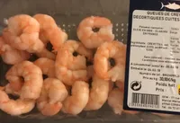Queues de crevettes decortiquees cuites refrigerees