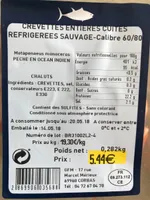 Crevettes entieres cuites refrigerees sauvages - Calibre 60/80