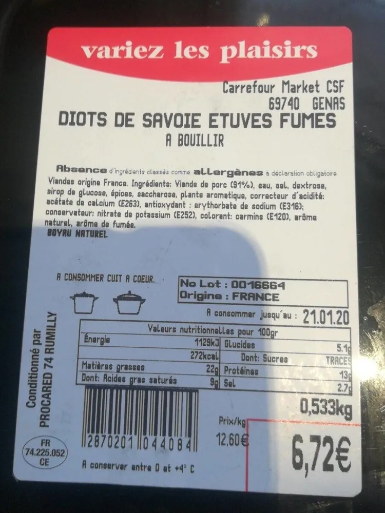 Diots de Savoie étuvés fumés