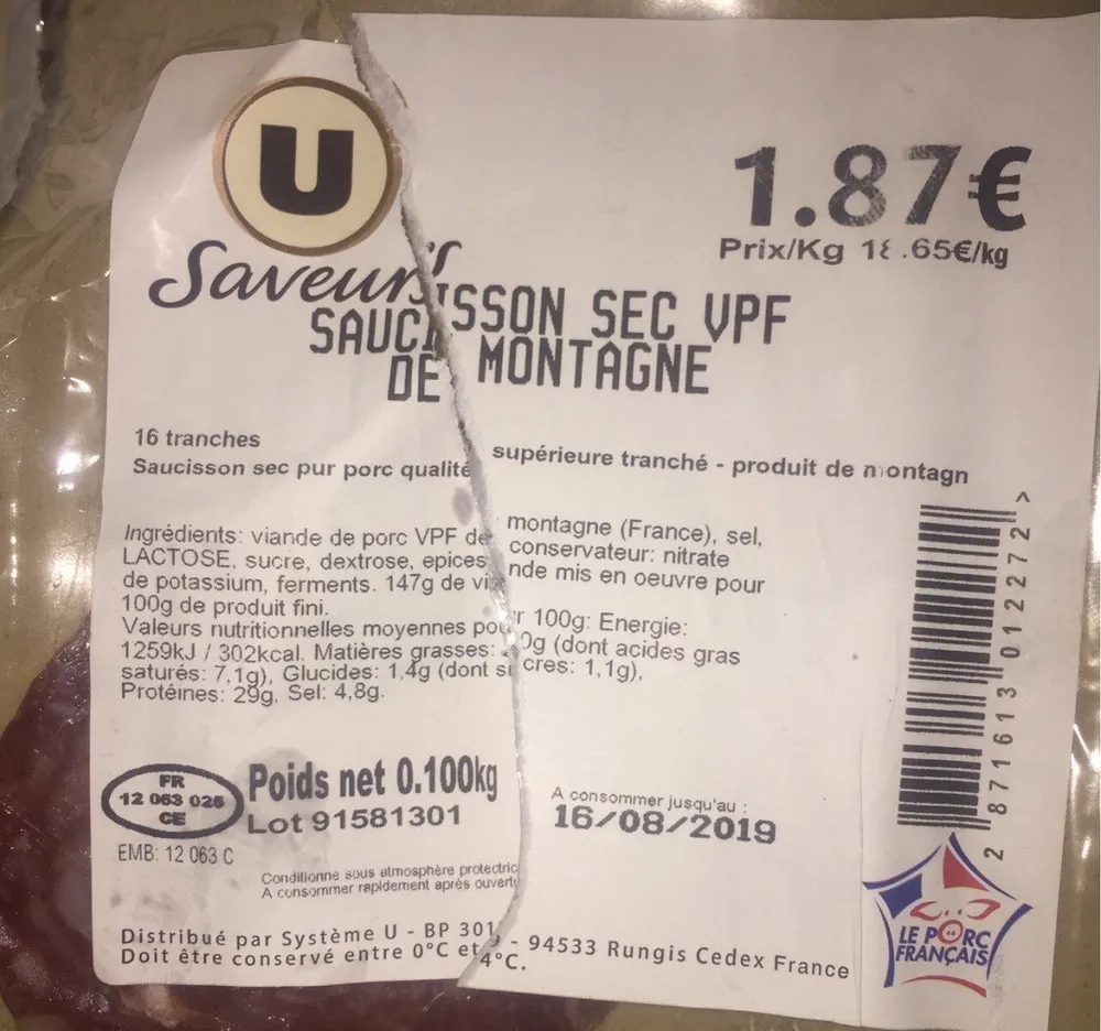 Saucisson Sec VPF de Montagne