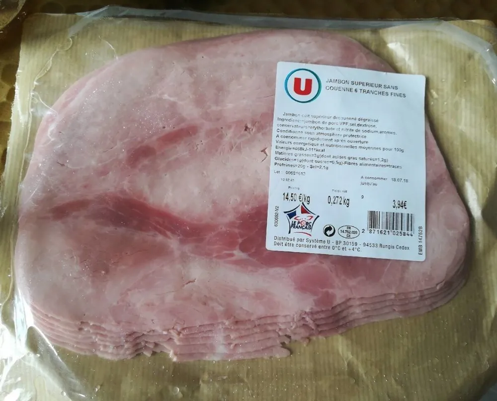 Jambon supérieur sans couenne 6 tranches fines