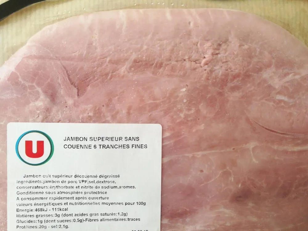 Jambon supérieur sans couenne 6 tranches fines