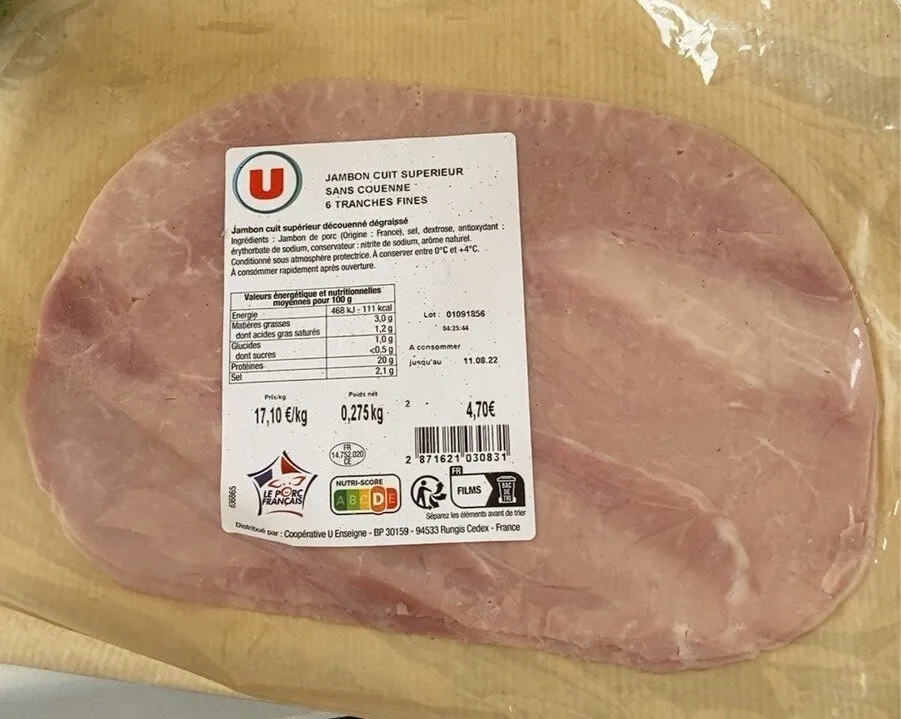 Jambon cuit superieur sans couenne