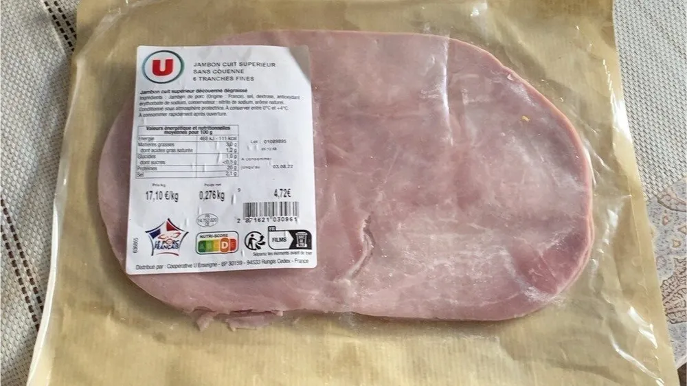 jambon cuit supérieur sans couenne